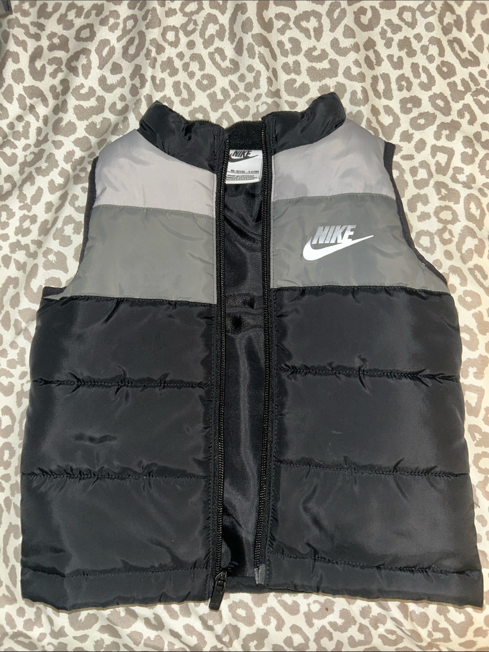 Nike Kids Black and Gray Puffer Vest